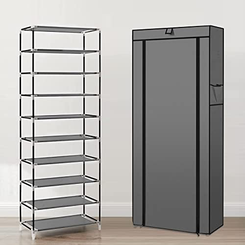 HUOLE Armoire de Rangement,Garde-Robe Penderies pour Chambre d'adulte,Penderie de vêtement Pliable,Porte-vêtements Pliable,pour Vestiaire, Chambre, Salle d’étude (60 * 30 * 160cm Gris foncé)