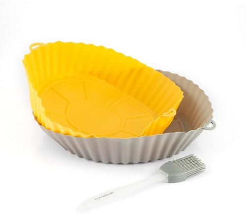 InnovaGoods® Molde Silicona Freidora de Aire Ø21,5 cm con Pincel para Cocina, antiadherente, reutilizable, fácil limpieza, apto para frigorífico, ideal para airfryer, microondas y hornos. 2 unidades.