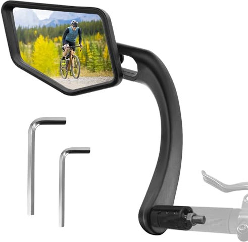 Homieway Fahrradspiegel,Einziehbarer Fahrrad Rückspiegel, Extra Große Spiegelfläche Fahrrad Spiegel für E-bike Lenker 15-23mm,Fahrradspiegel Lenkerendradspiegel Links