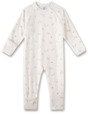 Sanetta Baby-Strampler beige Blumen aus Nicki | Praktischer und bequemer Strampler aus Baumwoll-Nicki für Mädchen. Baby Overall