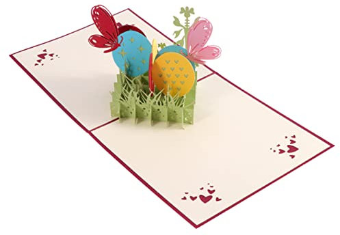 CAXUSD Geschenkkarte Origami-grußkarte Ostereier Färben Bis Grußkarten Papier Geschnitten Ostergrußkarten Handgemachte Grußkarten Osterkarten Neujahr 3d Pflanze Aushöhlen