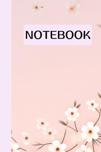 Unruled unlined notebook, blank plain notebook no lines, white paper, for writing, for work, 6x9, page numbering record, notes in school, university, ... For student.: flowers on a pink background