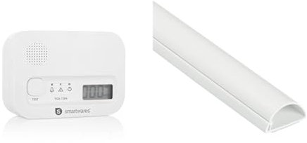 Smartwares Kohlenmonoxid melder & D-Line 1M3015W Mini Kabelkanal Selbstklebender, Halbrunde Kabelführungen, Kabelleiste - 1x 30mm (B) x 15mm (H) x 1-Meter Länge - Weiß