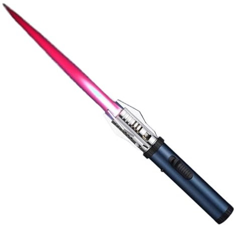 Kitchen Lightsaber Cooking Torch Lighter, Flame Adjustable & Refillable, Household Kitchen Welding Windproof Direct Impact Lighter for Candle, Grill, BBQ (Color : Blue)