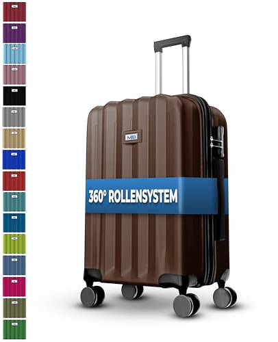 MY TRAVEL BAG Hartschalen-Koffer Trolley ABS Reisekoffer 4 Zwillingsrollen (Handgepäck-Mittel-Groß-Set) + 5cm Dehnungsfuge (Coffee, Mittlerer Koffer (65cm))
