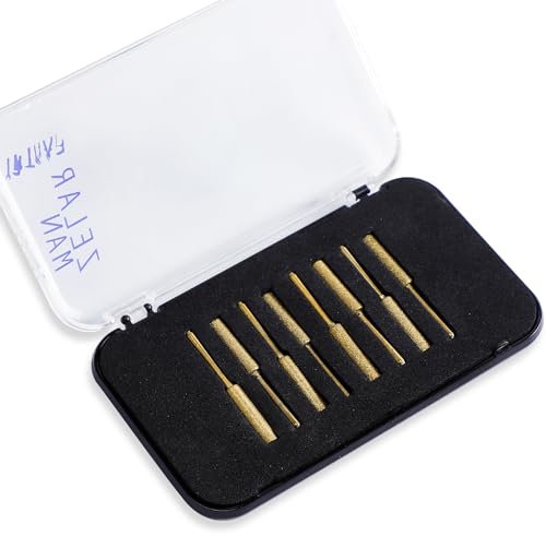 ZELARMAN 8 Pcs Titanium Plated Burr Stone File, 7/32'' Diamond Sharpening Wheels, High Hardness Chainsaw Files for Electric Chainsaw Sharpener
