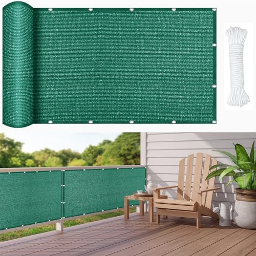 Sonnensegel Atmungsaktiv Rechteckig mit Ösen 100 x 150 cm, HDPE Wetterbeständig Atmungsaktiv, Schattennetz Sonnensegel Sonnenschutz, Sonnensegel Abschattung, für Garten Balkon, Dunkelgrün