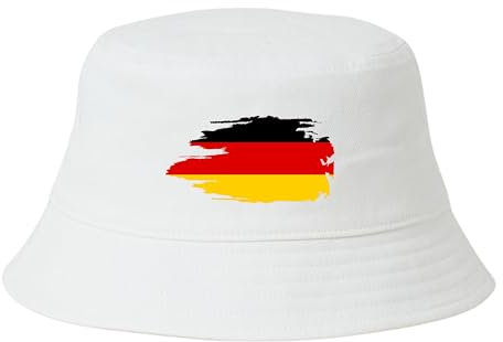 Deutschland Hut EM Fußball 2024 Herren Damen Anglerhut Fischerhut Bucket Hat Europameisterschaft Germany Fanartikel DE Public Viewing EM Deko Kappe Mütze Männer Frauen Fussball weiß Fahne Deutschland