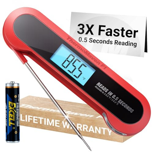 Professional 3X Faster 0.5sec Instant Read Meat Thermometer Digital, High Accuracy ±0.5°F, IP67 Waterproof, Auto Wake/Sleep & Rotate Display, NSF & NIST Certified, Backlight Fry Oil Candy Thermometer