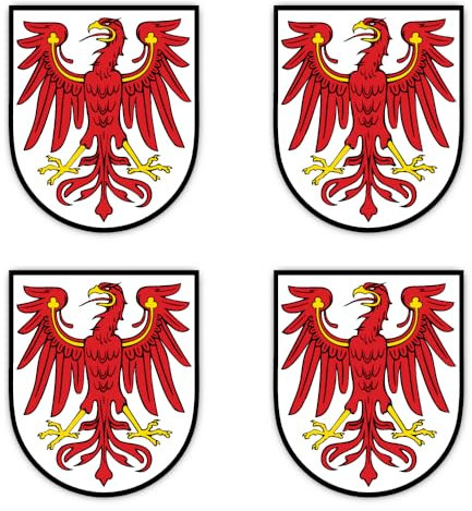Aufkleber: 100 mm, 4 Stück - Wappen - Deutschland - Brandenburg - DE - BB - für Auto, Laptop und mehr
