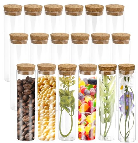 24 Stück Reagenzglas mit Flachboden Kunststoff Reagenzgläser Reagenzglas Vase für Blumen Glas 32x120mm Hochzeit Kirche Heim Floristikbedarf