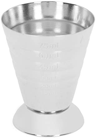 Aladeno Jigger à cocktail en acier inoxydable - Tasse à mesurer - Haute précision - 3 échelles - Jigger à cocktail en acier inoxydable pour bar, maison, restaurant (Glossy)
