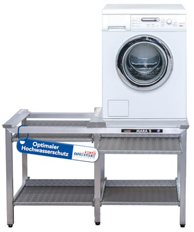 Weise MARA 2 Untergestell für Waschmaschine & Trockner, 70 cm, mit Auszügen | 6 Beine; bis 1.000 kg Tragkraft; 4 separate Auszüge; für stark schwingende Maschinen