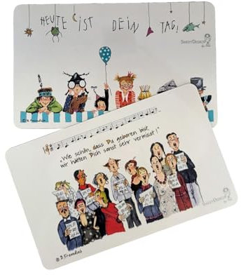2 Frühstücksbrettchen by Sweetdesign mit Motiven von Barbara Freundlieb, Brettchen Schneidebrett, Geburtstag, ca. 14,8 x 23,4 cm