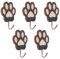 MOROBOR Self-Adhesive Beech Wood Hooks, 5pcs Dog Paw Shape Hooks Creative Decorations Hooks Children's Coat Hooks Rustic Hooks for Hanging Towel Umbrella Key and Hats
