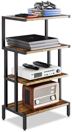 STCERY Mueble Equipo Hifi, Estante De Audio De Audio/video, Torre De 4 Niveles Con Estantes For Audio Y Video, Mueble Rack de Audio, Para Componentes De Entretenimiento