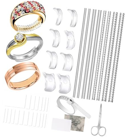 Easy to Use Rings Size Adapter Set Rings Size Adjuster Reducer Spacer Tool Clear Plastics Sizer for Loose Rings Jewelry