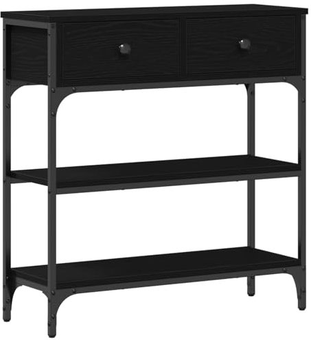vidaXL Table Console Noir Chêne 72,5x25x75 cm Bois d'ingénierie & Acier