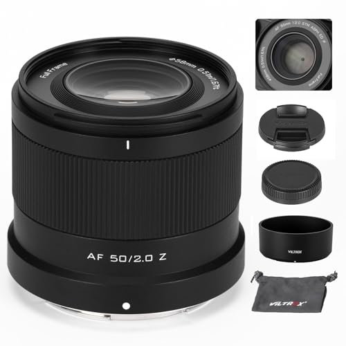 VILTROX 50mm F2.0 Montura Z Objetivo Fijo STM de Enfoque automático de Gran Apertura y fotograma Completo para Nikon con Montura Z cámaras Z5 Z50 Z50II Z6 Z6II Z7 Z7II ZFC Z30 Z9 Z8 ZF Z6III