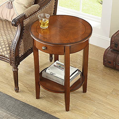 ZYFBD Mesa auxiliar redonda simple – Mesa redonda pequeña de madera de cerezo (diámetro 460 x altura 610 mm) | Mesa auxiliar de sofá para sala de estar, mesita de noche de dormitorio, mini mesa de