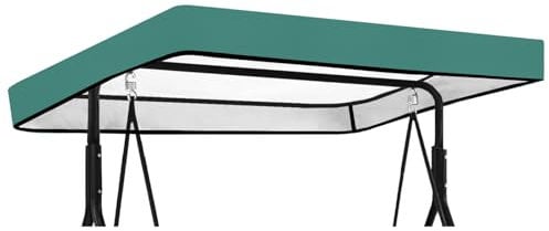 Hollywoodschaukel Dachbezug 213x122x18cm, 3 Sitzer Ersatzdach Hollywoodschaukeldach, Sonnendach Bezug für Hollywoodschaukel 210D Oxford-Stoff Wasserdicht und UV-Schutz für Hollywood(Dunkelgrün)