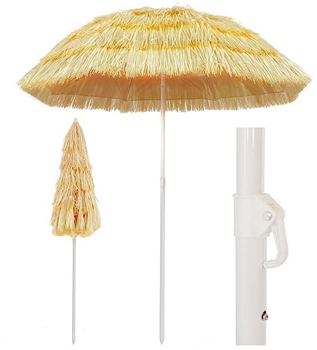 CINDERFUL Sombrilla de playa estilo Hawai natural 180 cm Artículos de exterior