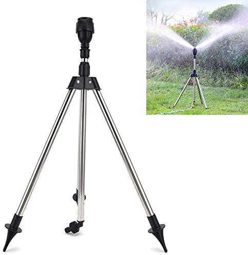Rotating Tripod Sprinkler, 360 Degree Automatic Rotating Irrigation Watering Sprinklers, Garden Telescoping Impact Tripod Sprinkler, for Garden Yard Large Area Lawn (A)