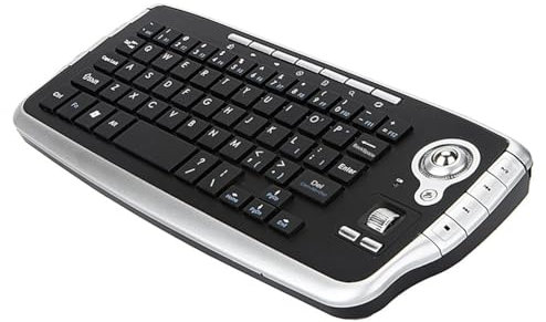 Uxsjakjsd Teclado Inalámbrico de 2,4 GHz con Trackball, Ratón y Rueda de Desplazamiento, Control Remoto para Android TV Box, Smart TV, PC y Portátil, Color Plateado.