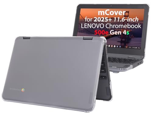 mCover Coque rigide uniquement compatible avec ordinateur portable Lenovo 500e Chromebook Gen 4s 2 en 1 2025 ou version ultérieure 11,6 (ne convient pas aux autres modèles Lenovo) - Transparent
