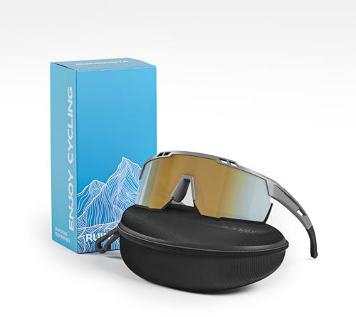 RUINEXISTA Sportbrille HD-Sonnenbrille Fahrradbrille Ultraleicht Modisch Sonnenschutz UV400-Schutz Geeignet für Männer und Frauen Wandern Radfahren Trekking Roller Fahrräder Braun