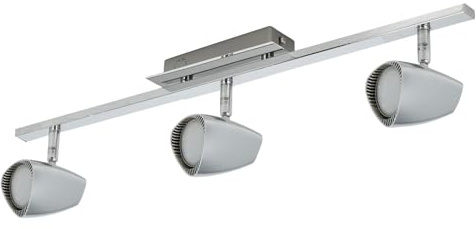 URBNLIVING CORBERA 3-Arm LED Ceiling Spotlight Track Light Fixture with GU10 Bulbs – Warm White, Modern Chrome Bar Lighting for Living Room, Kitchen, Office