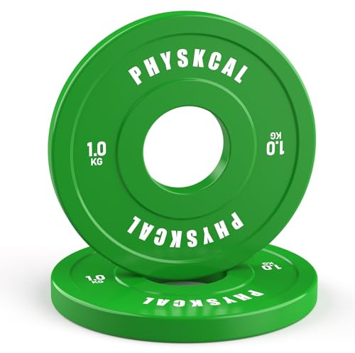PhysKcal Farbige IWF Bumper Plates, Ø50 mm Olympic Hantelscheiben | Ideal für Weightlifting. Geringe Rückprallkraft. Hochwertiger Gummi. Perfekt für das Fitnessstudio und Wettkämpfe.