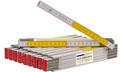 Stabila Zollstock 2 Meter Type 617 - Meterstab weiß/gelb metrische Schnellablese-Skala, hochwertiger Gliedermaßstab aus PEFC-zertifiziertem Holz, umschließende Gelenkplatten (10er Pack Zollstöcke)