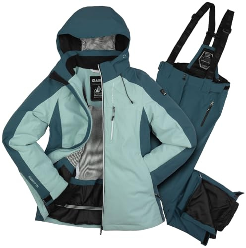 Killtec Damen Skianzug Größe 38 - aus Skijacke hellblau petrol und Skihose petrol - mit 10000mm Wassersäule - wasserdicht, atmungsaktiv