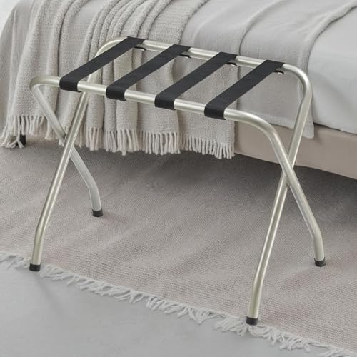 CARO-Möbel Kofferständer Luggage Kofferablage Kofferbock, Metall in Champagne lackiert, klappbar