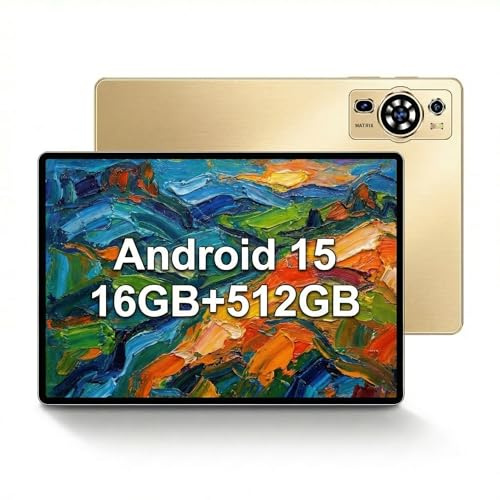 UXD 10.1 Android 15 Tablet 16GB RAM 256GB ROM, 4G LTE Dual SIM, WiFi 6, Octa-Core, 8000mAh, IPS HD Display, Tablet with Keyboard Mouse