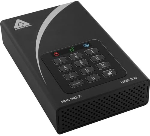 Apricorn Aegis Padlock 10TB Desktop 256-Bit Hardware Encrypted USB 3 Hard Drive (ADT-3PL256-10TBEMEA)