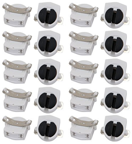 sourcing map 20Stk. T5 Leuchtstoff Lampen Halter G5 Basis Einzelkopf Grabstein Lampenfassung AC 500V 2A für LED Leuchtstoffröhre