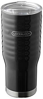 LOCK & LOCK Thermobecher to go - WAVE TUMBLER - Isolierflasche Edelstahl auslaufsicher - Thermo Isolierbecher Kaffee, Tee & Kaltes, 500ml, schwarz