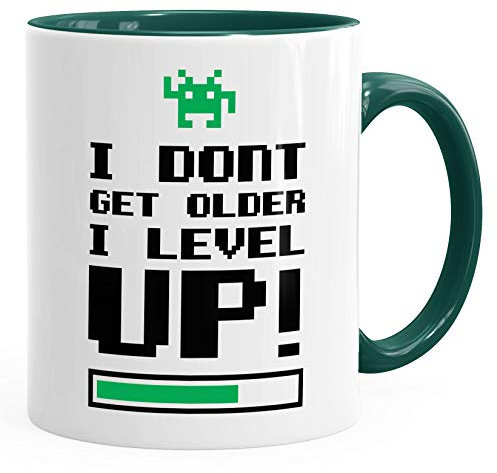 MoonWorks Tasse I Dont get Older I Level up Gamer Spruch Kaffeetasse Teetasse Keramiktasse grün Unisize