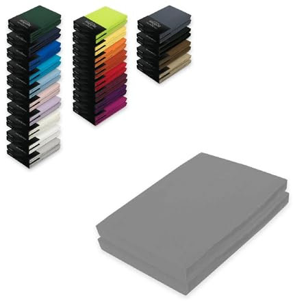 EXKLUSIV HEIMTEXTIL Jersey Spannbettlaken Doppelpack 180-200 x 200 cm 100% Baumwolle Öko - Tex Zertifiziert, Markenqualität, Matratzenhöhe bis 25 cm, Grau