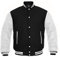 Herren-Varsity-Jacke, Echtlederärmel und Wollmischung, Letterman, Jungen, College-Jacke, Größe XS-5XL, Schwarz/Weiß, 3XL