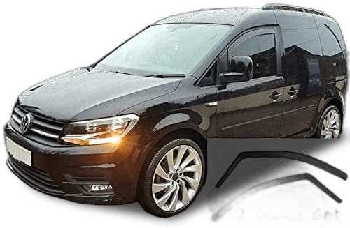 2X Windabweiser kompatibel mit V W Caddy 2015-heute dunkel getöntes Premium Qualität Acrylglas PMMA