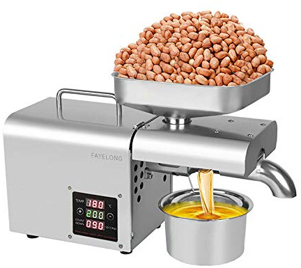 Fayelong Automatisch Elektrische Ölpresse,Temperaturkontroll Ölpresse Maschine Öl Extraktion Expeller Für alle Nüsse Samen Kokosnuss Flachs Erdnuss Castor Hanf Perilla Samen Sesam 700W (LCD-anzeige)
