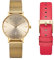 Kistanio Petit Montre pour femme avec verre saphir et bracelet milanais + bracelet en cuir extra GO-GOS-M-L-RTN