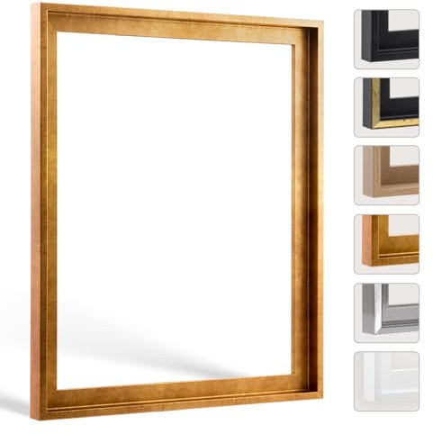 Bildershop-24 Schattenfugenrahmen mit Schattenfuge Lemgo für Keilrahmenbilder und Leinwände 90x150cm Gold Blattgold