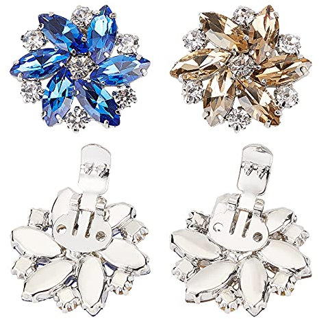 nbeads 4 Stück Strass Schuhclips, 2 Farben Elegante Legierung Blume Kristall Schuhschnalle Clips Für Schuhdekoration Schnallenzubehör Hochzeit
