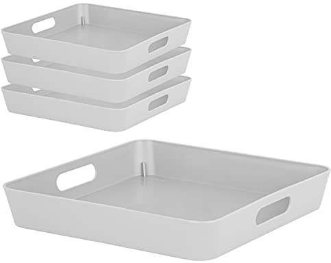 4x Ordnungsbox 5cm hoch grau 30x30cm Ordnungskorb Regalorganizer Wandregal