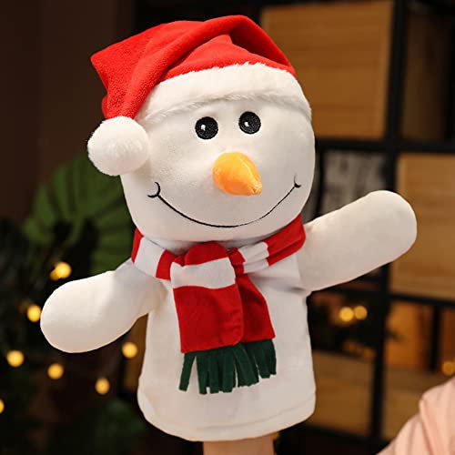 Weihnachts-Handpuppen, Weihnachtsmann Rentier Schneemann Handpuppen Spielzeug, Xmas Santa Plush Doll Soft Toy for Kids with Movable Open Mouth for Storytelling Teaching Presschool Rollenspiel