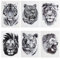 Sibba 3D Realistischer Tiger Löwe Temporäre Tattoos 6 Blätter Wasserdichte Unterarmübertragung Gefälschte Tätowierungsaufkleber Körperkunst Große Tätowierungsaufkleber Tiere Musterkits Für Frauen Männer